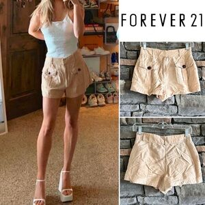 Forever 21 Tan Nautical Linen Beach Shorts | Size S